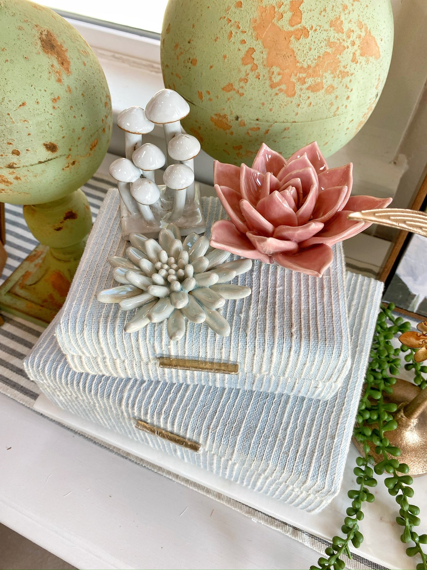 Soft Blue Ceramic Succulent