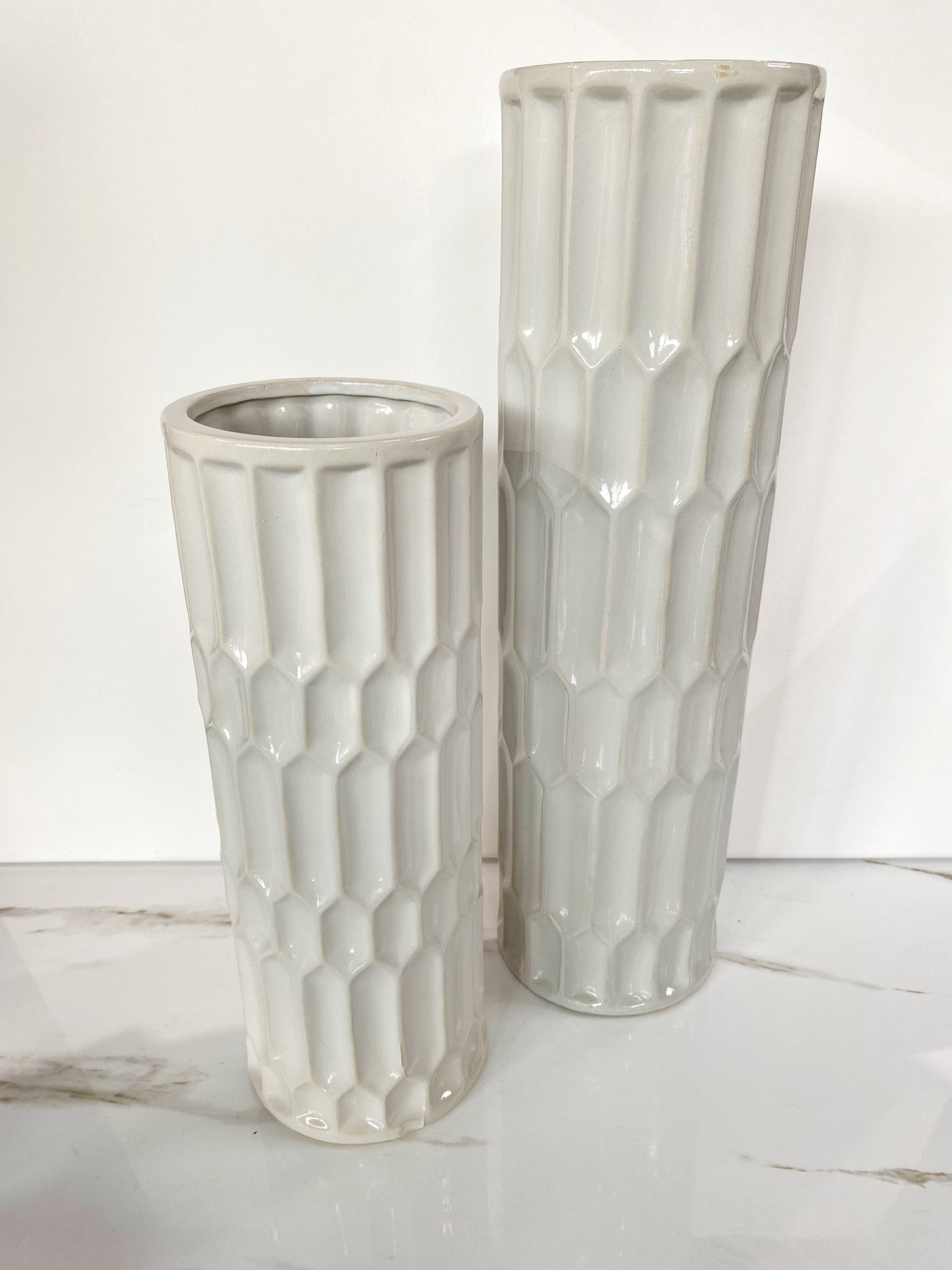 XLarge White Textured Vase