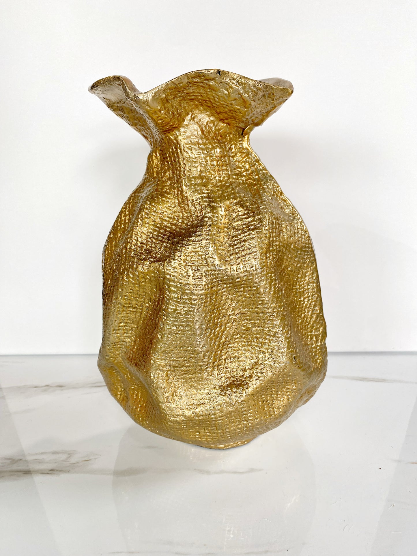 Brass Bag Vase