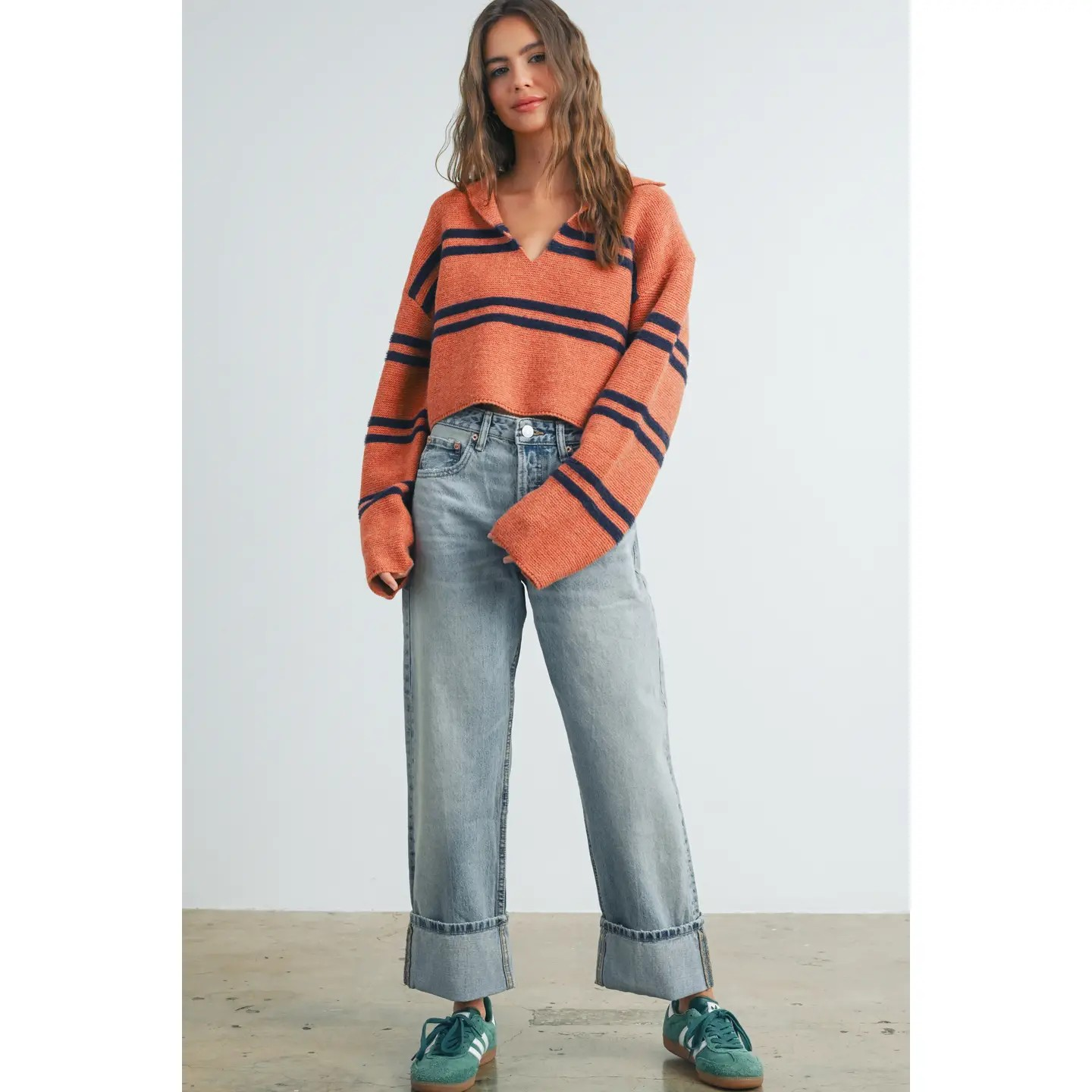 Saffron Striped Crop Sweater