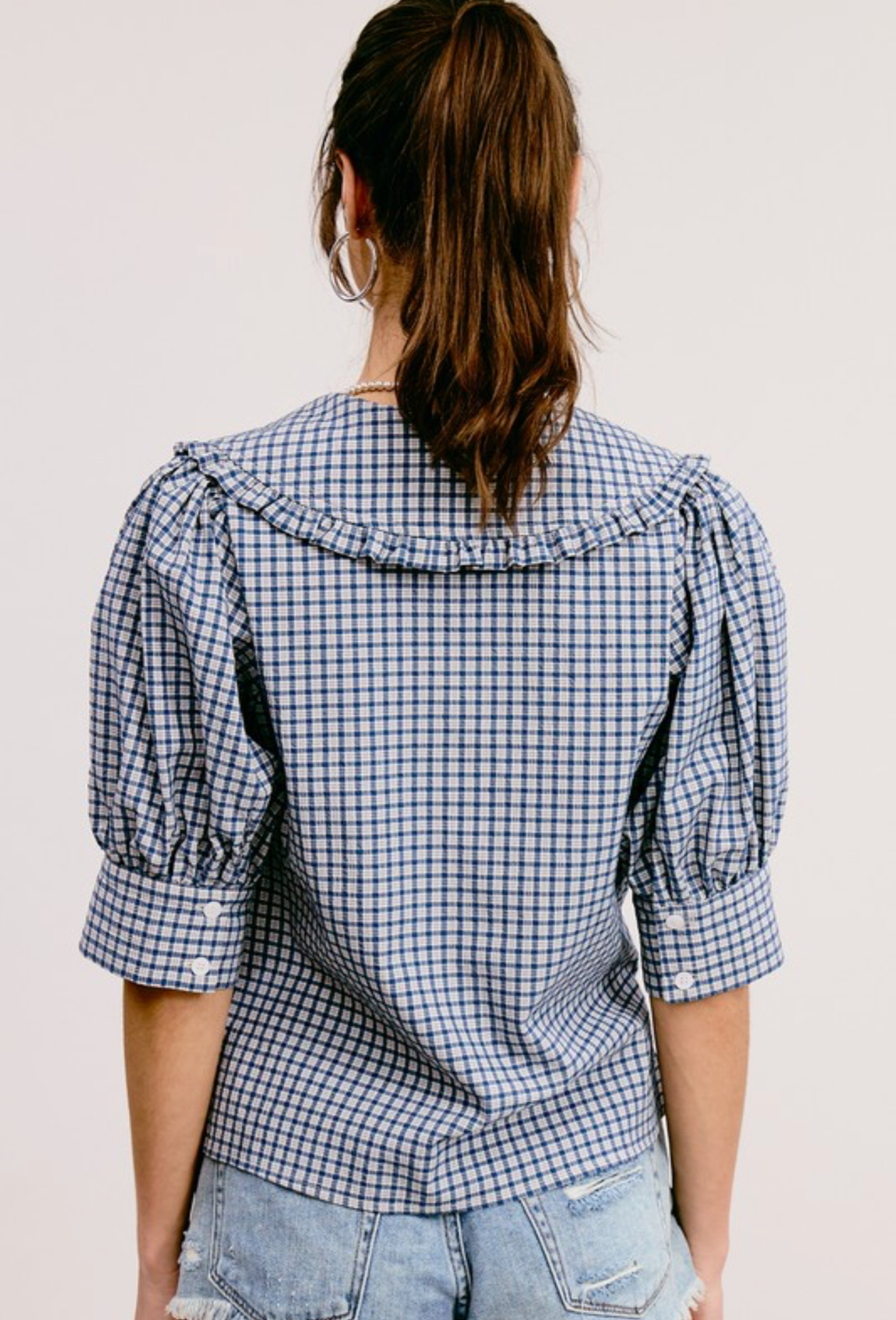 Petra Plaid Pointed Collar Blouse