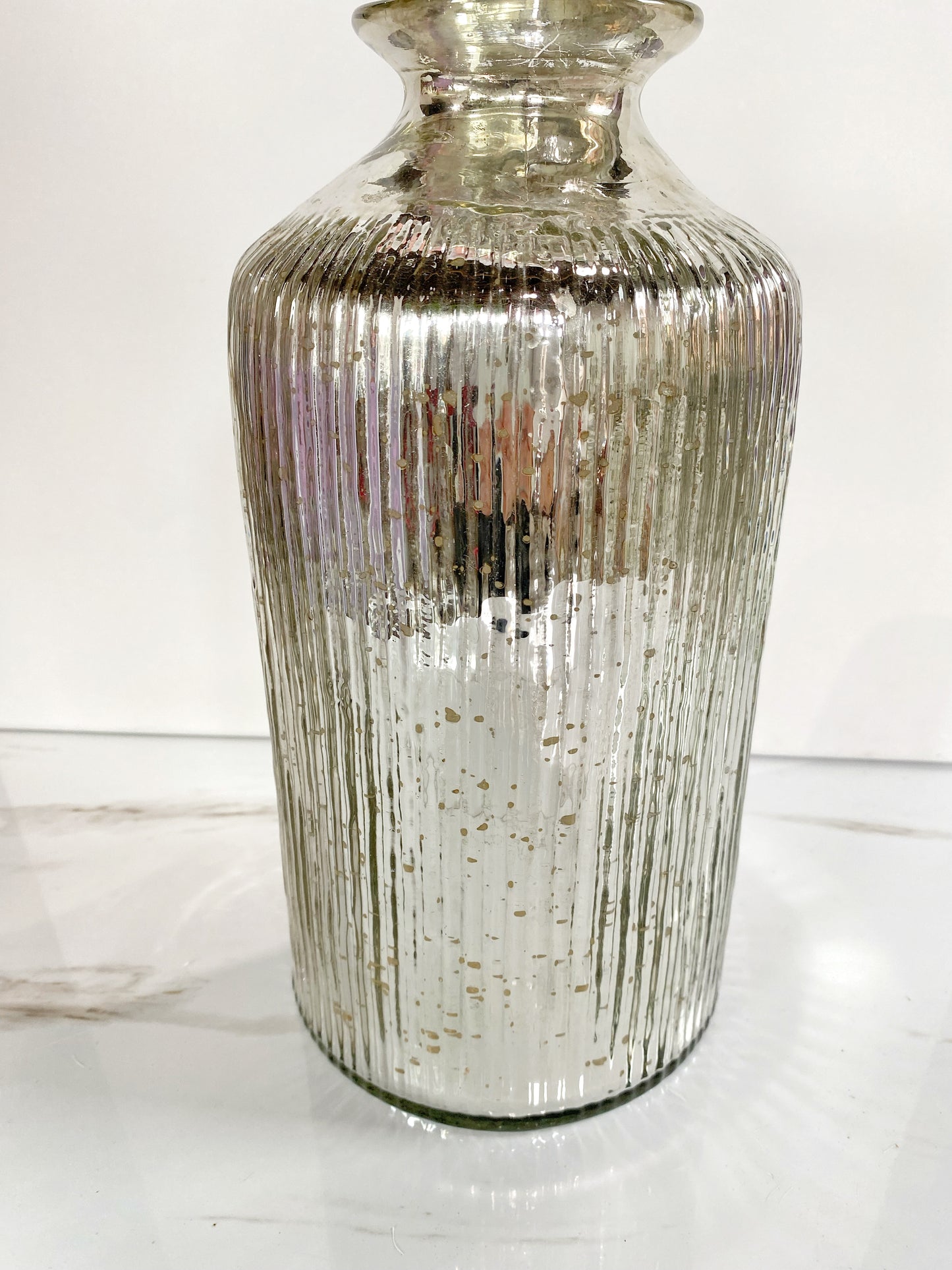 Ribbed Mercury Glass Vase