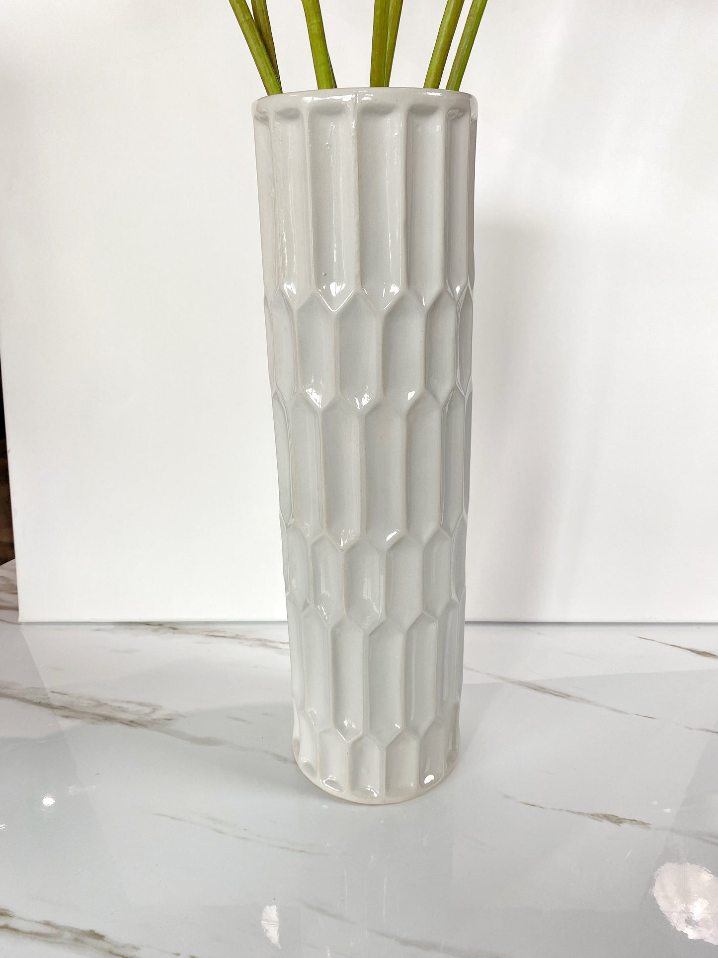 XLarge White Textured Vase