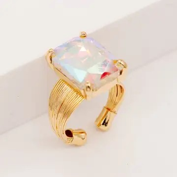 Square Glass Cocktail Ring