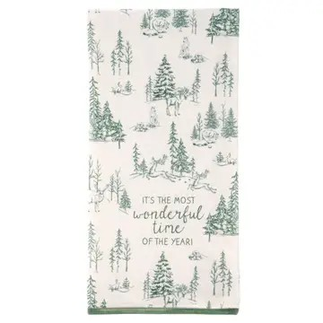 Green Toile Tea Towel